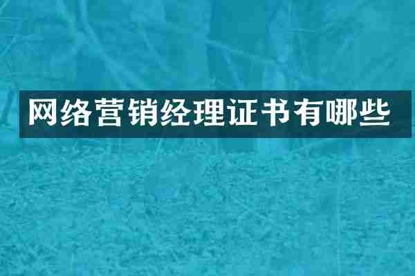 网络营销经理证书有哪些