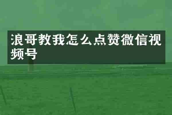 浪哥教我怎么点赞微信视频号