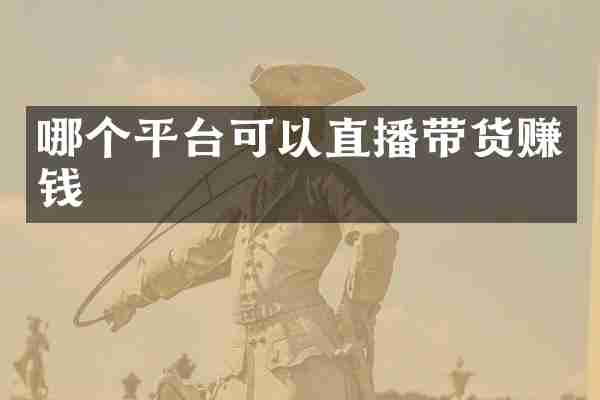 哪个平台可以直播带货赚钱
