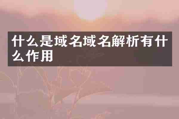 什么是域名域名解析有什么作用
