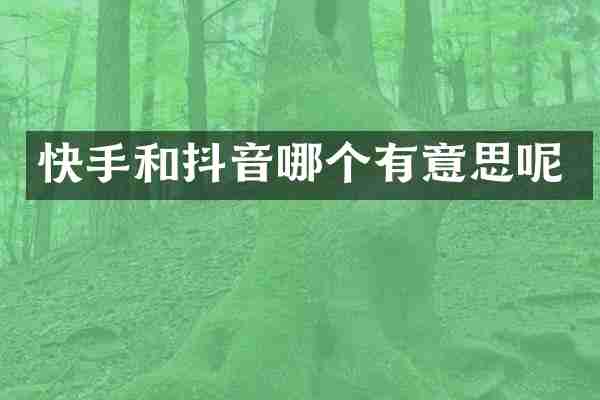 快手和抖音哪个有意思呢