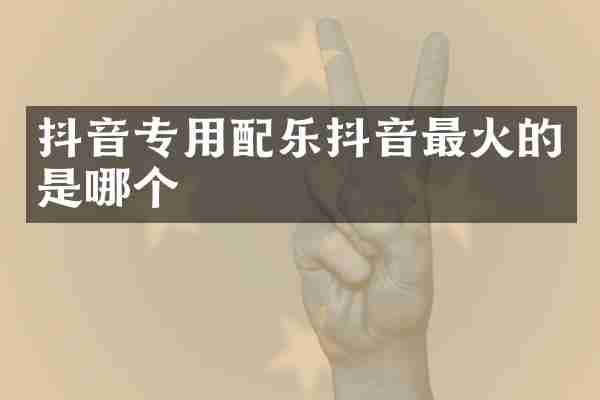 抖音专用配乐抖音最火的是哪个