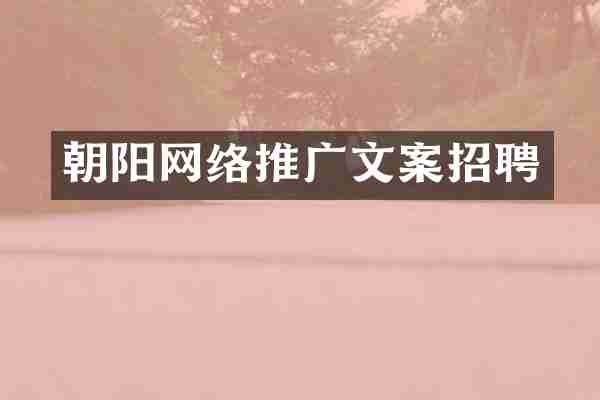 朝阳网络推广文案招聘