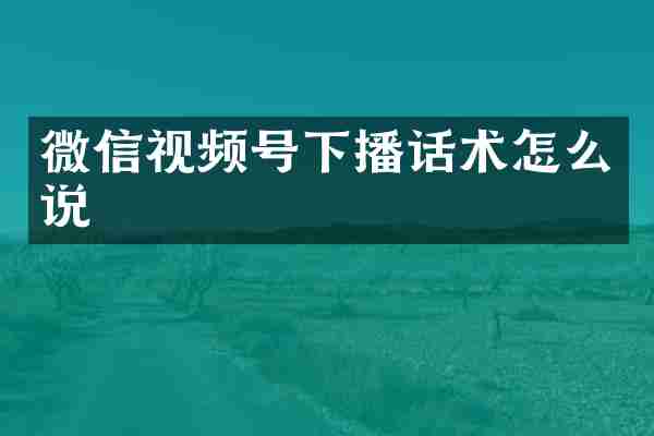 微信视频号下播话术怎么说