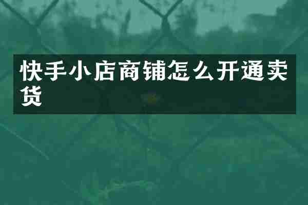 快手小店商铺怎么开通卖货