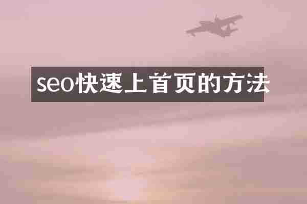 seo快速上首页的方法