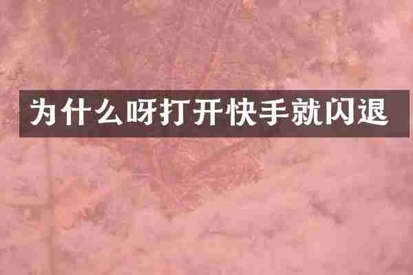 为什么呀打开快手就闪退