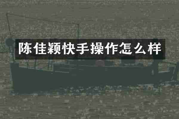 陈佳颖快手操作怎么样
