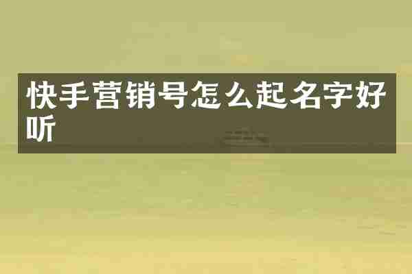 快手营销号怎么起名字好听