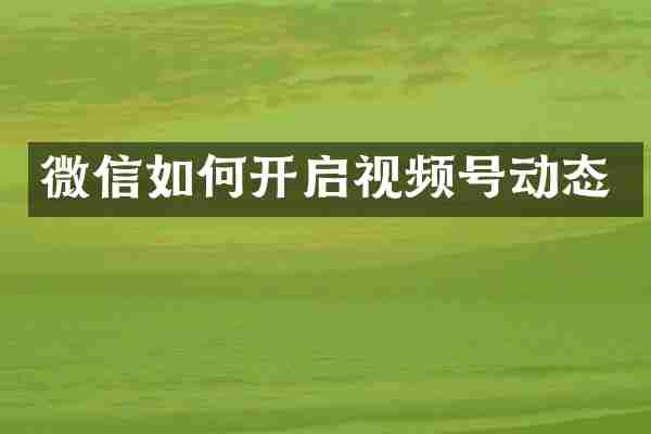 微信如何开启视频号动态