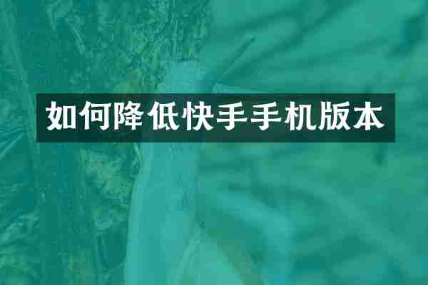 如何降低快手手机版本
