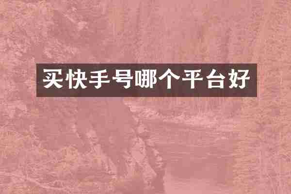 买快手号哪个平台好