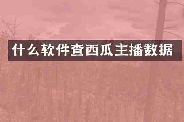 什么软件查西瓜主播数据