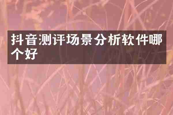 抖音测评场景分析软件哪个好