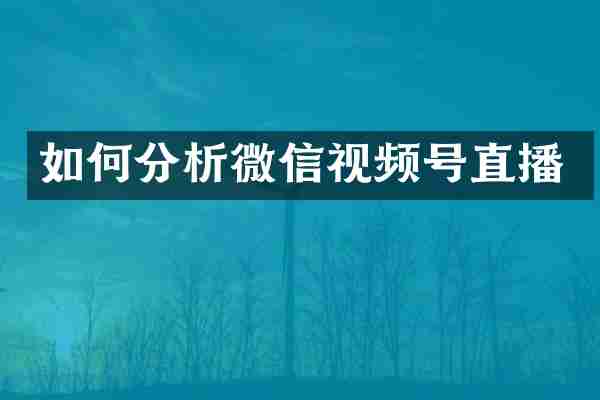 如何分析微信视频号直播
