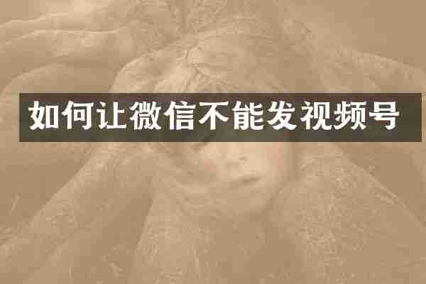 如何让微信不能发视频号