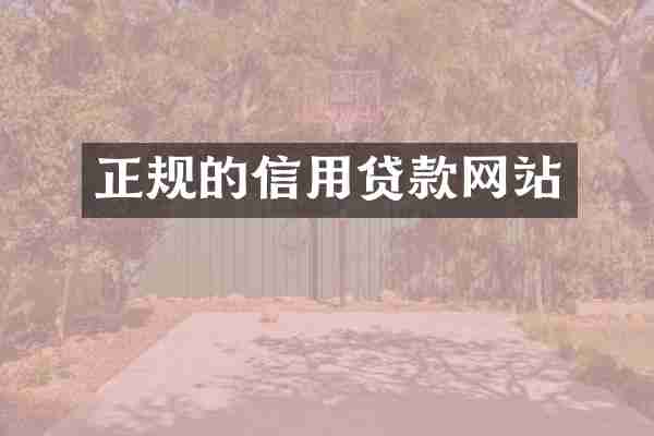 正规的信用贷款网站