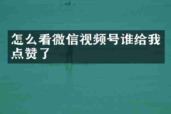 怎么看微信视频号谁给我点赞了