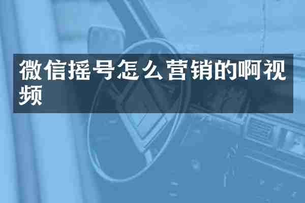 微信摇号怎么营销的啊视频