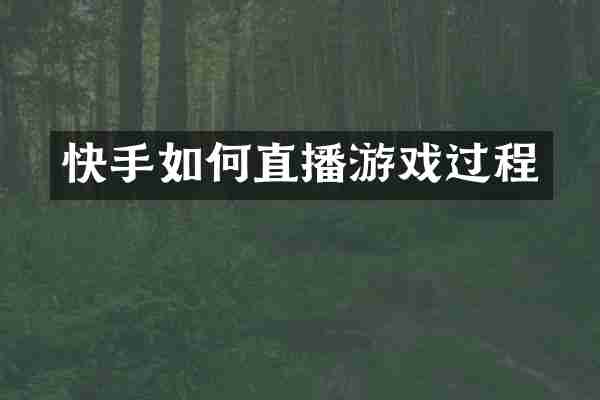 快手如何直播游戏过程