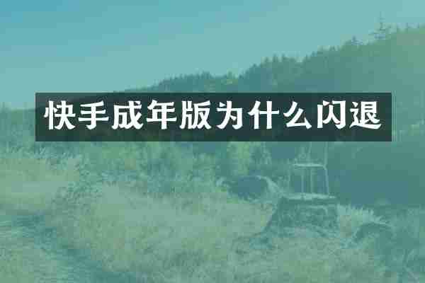 快手成年版为什么闪退