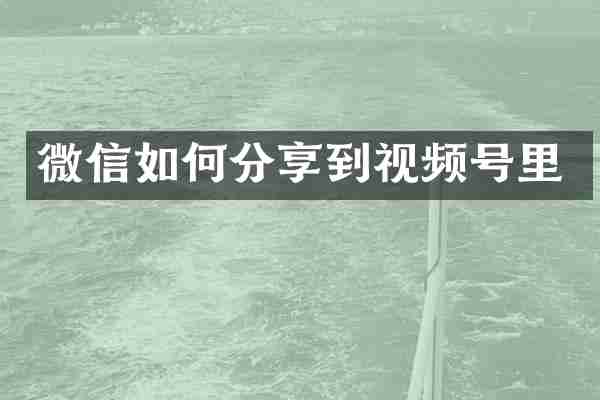 微信如何分享到视频号里