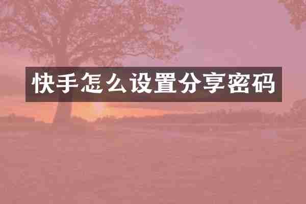 快手怎么设置分享密码