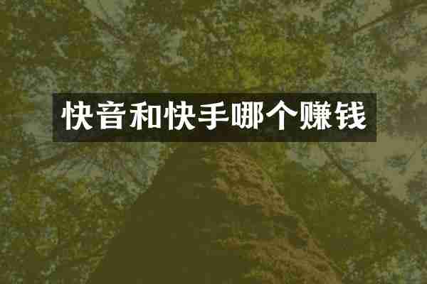 快音和快手哪个赚钱