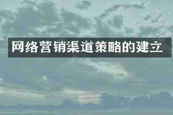 网络营销渠道策略的建立