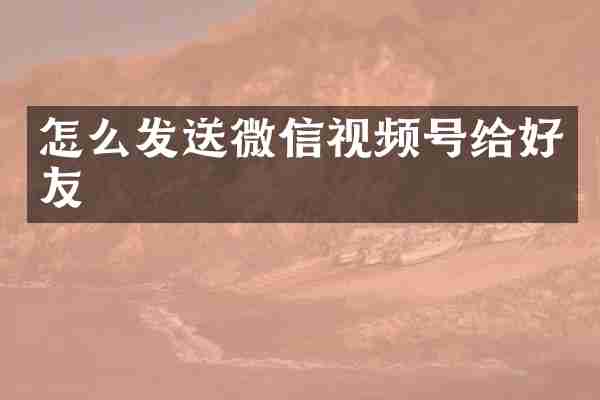怎么发送微信视频号给好友