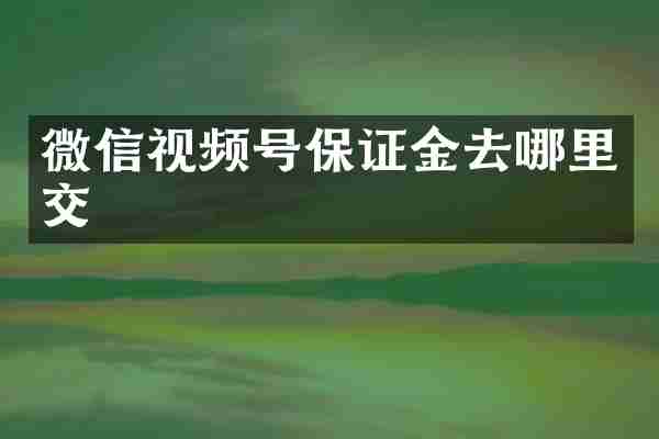 微信视频号保证金去哪里交