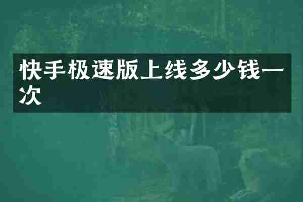 快手极速版上线多少钱一次