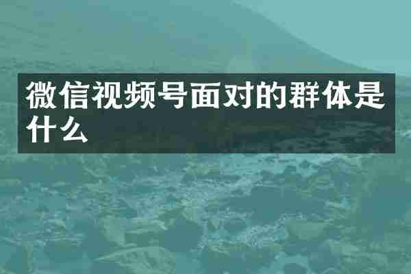 微信视频号面对的群体是什么