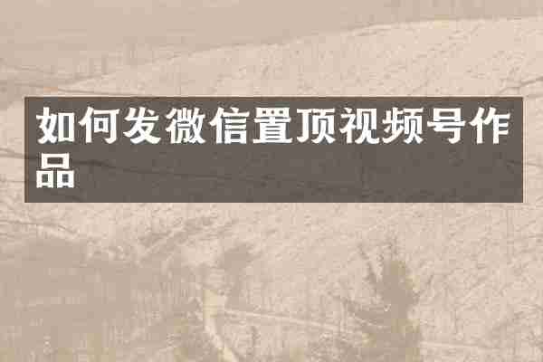 如何发微信置顶视频号作品