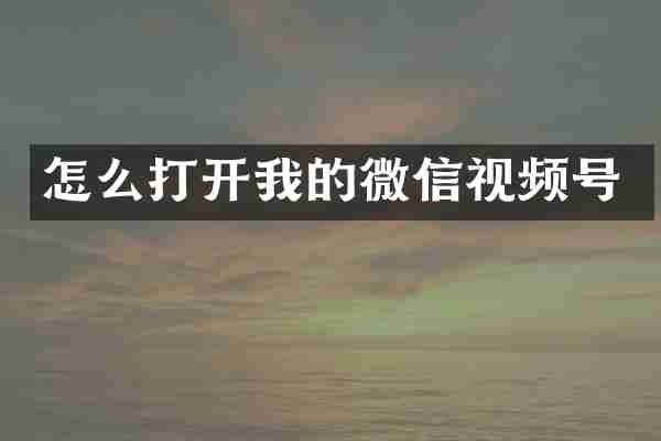 怎么打开我的微信视频号