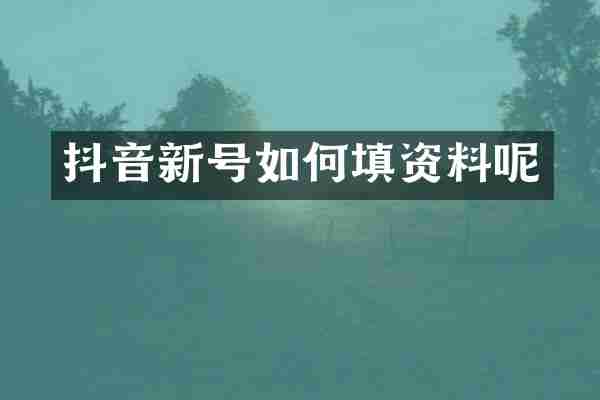 抖音新号如何填资料呢