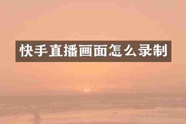 快手直播画面怎么录制