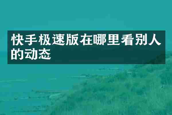 快手极速版在哪里看别人的动态