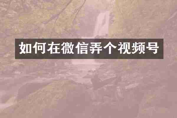 如何在微信弄个视频号