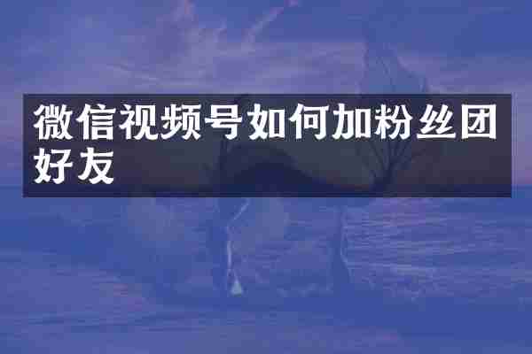 微信视频号如何加粉丝团好友