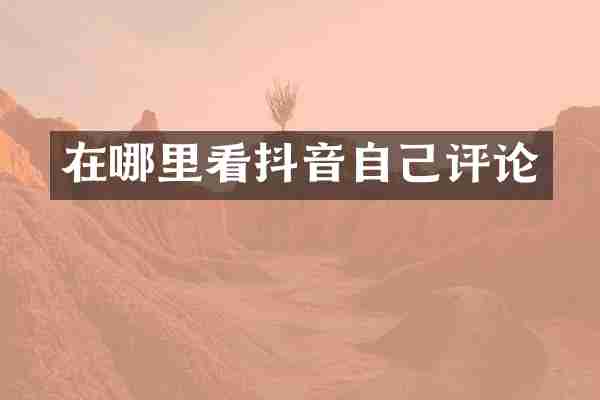 在哪里看抖音自己评论