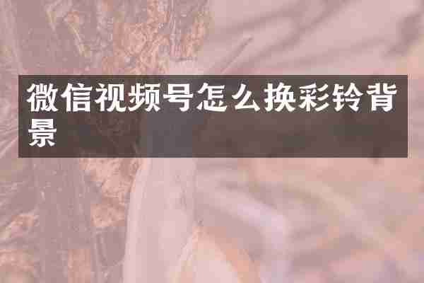 微信视频号怎么换彩铃背景