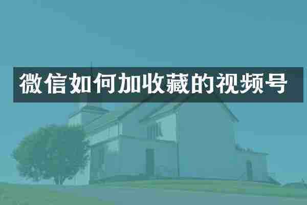 微信如何加收藏的视频号