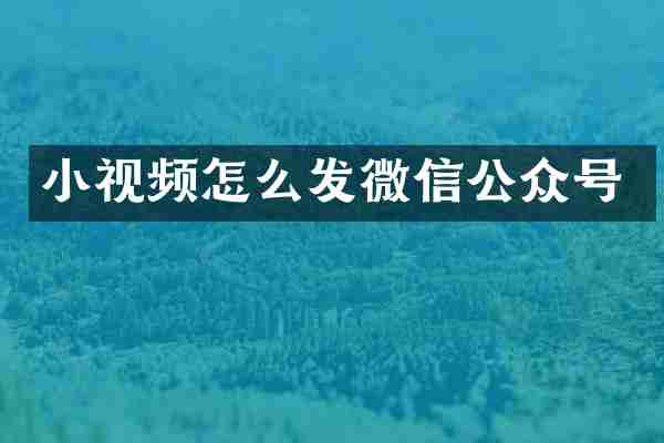 小视频怎么发微信公众号