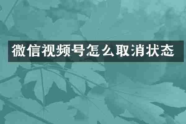 微信视频号怎么取消状态