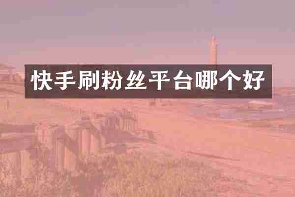 快手刷粉丝平台哪个好