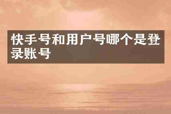 快手号和用户号哪个是登录账号