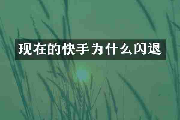 现在的快手为什么闪退