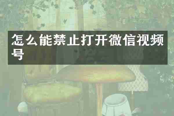 怎么能禁止打开微信视频号