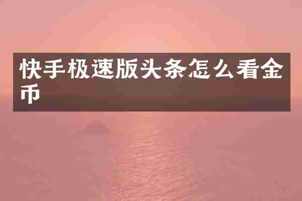 快手极速版头条怎么看金币